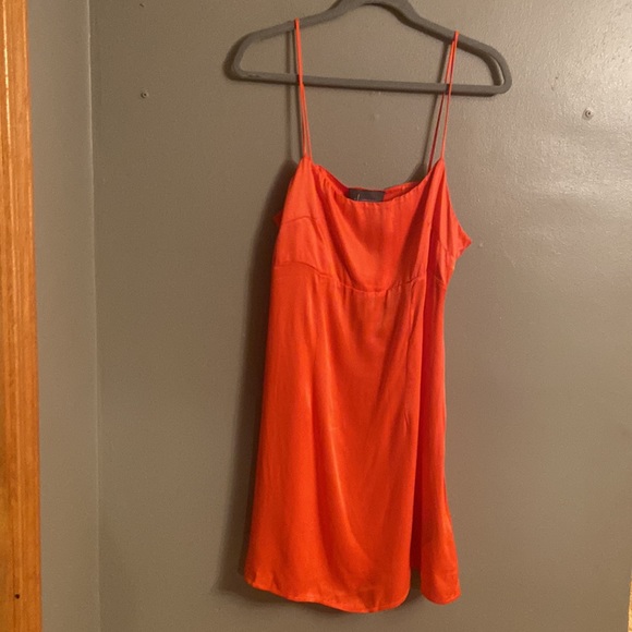ANTHROPOLOGIE MINI SLIP DRESS ORANGE CUTOUT SIZE 12 - Picture 12 of 13